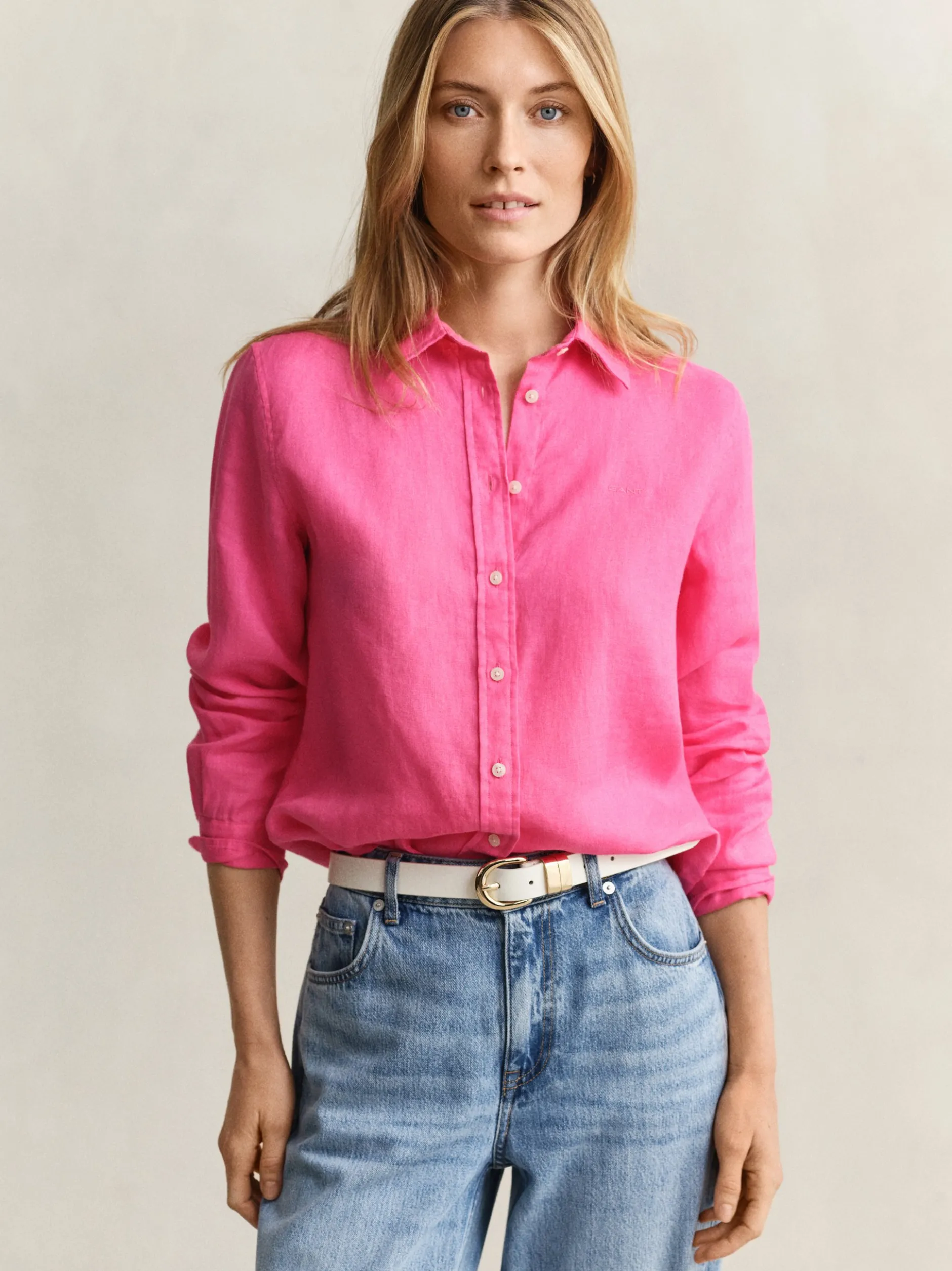 Gant Damen Leinenbluse in pink - Ärmel: langarm