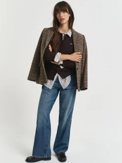 Gant Damen Strickjacke in schoko - Ausschnitt: Rundhals