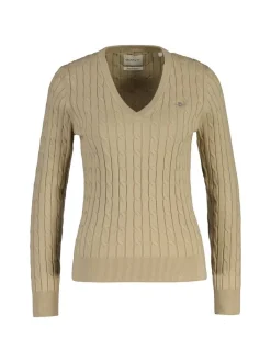 Gant Damen Strickpullover in beige - Ärmel: langarm
