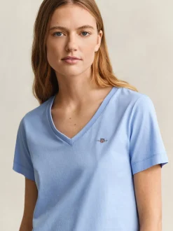 Gant Damen T-Shirt in hellblau - Ärmel: kurzarm
