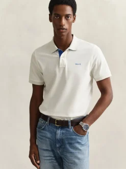 Gant Herren Poloshirt in ecru - Ausschnitt: Polokragen