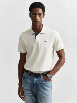 Gant Herren Poloshirt in ecru - Ausschnitt: Polokragen