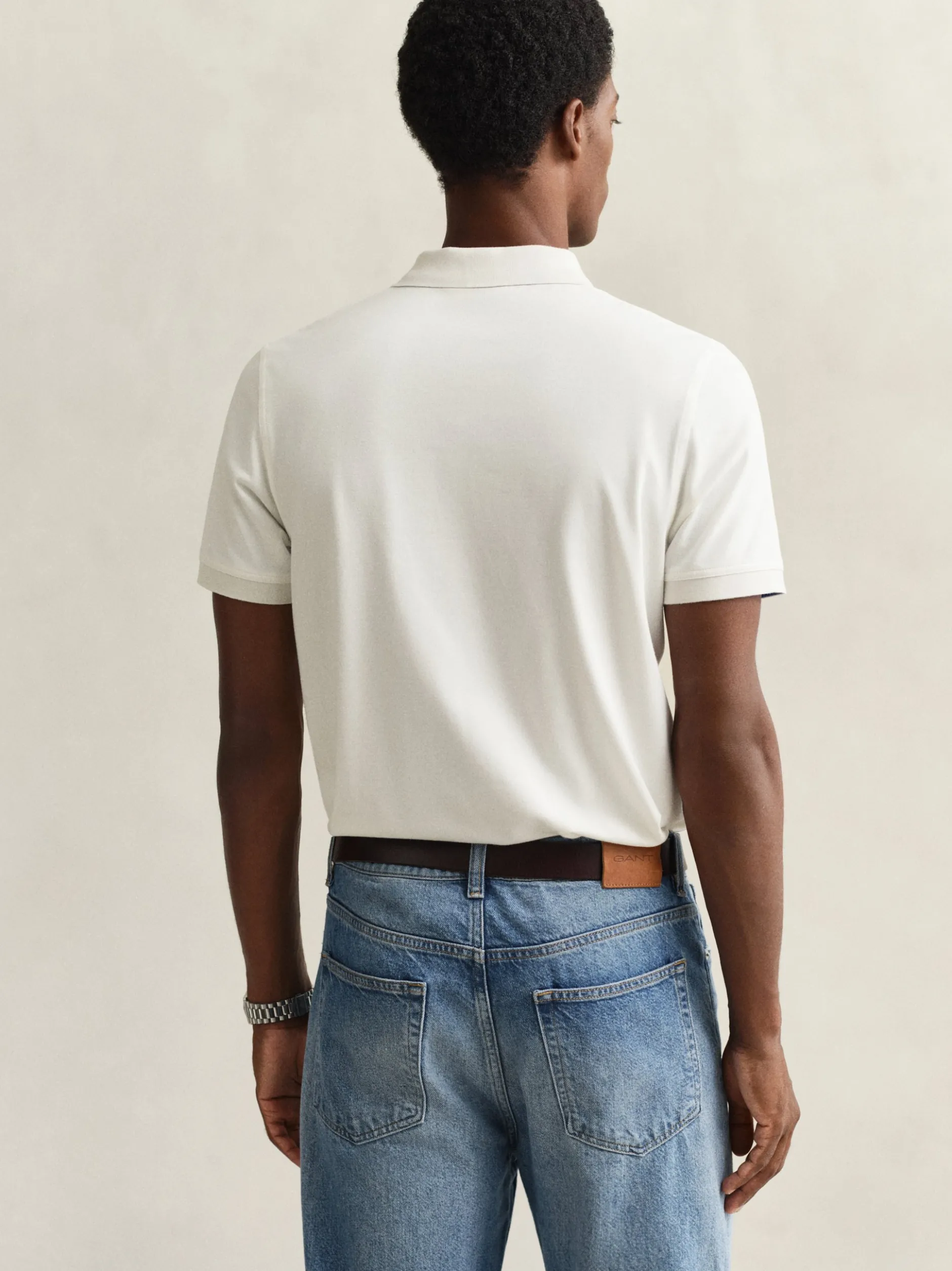 Gant Herren Poloshirt in ecru - Ausschnitt: Polokragen