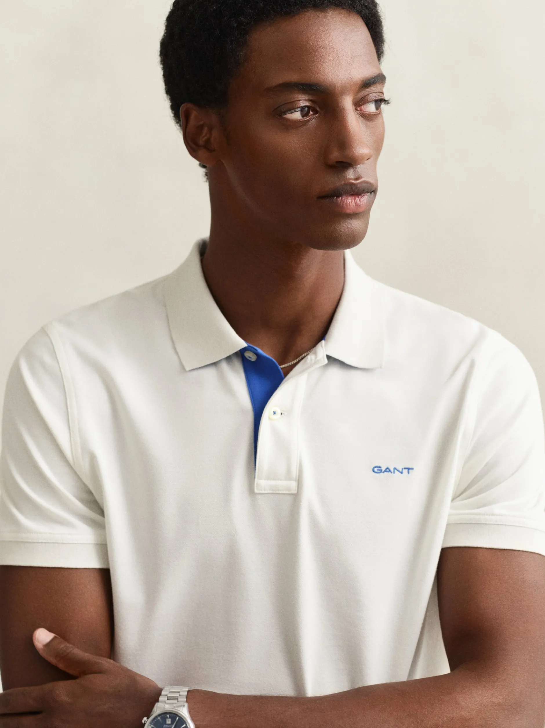 Gant Herren Poloshirt in ecru - Ausschnitt: Polokragen