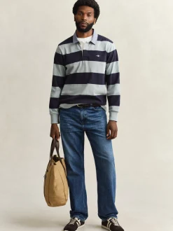 Gant Herren Poloshirt in mint marine - Ärmel: langarm