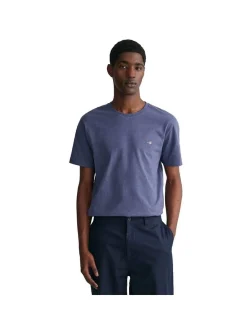 Gant Herren T-Shirt in denim - Ausschnitt: Rundhals