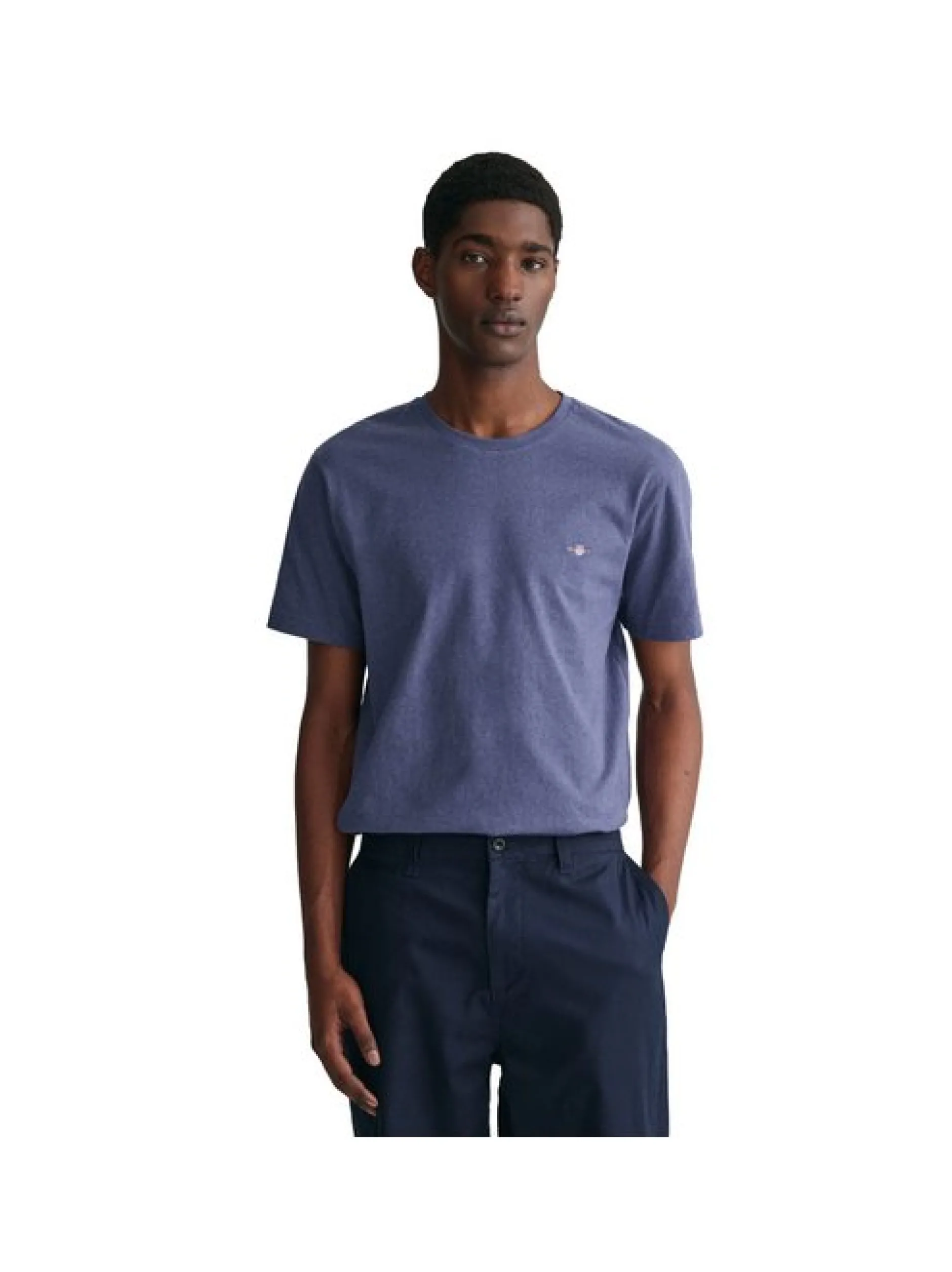 Gant Herren T-Shirt in denim - Ausschnitt: Rundhals