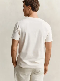 Gant Herren T-Shirt in ecru rot - Ausschnitt: Rundhals