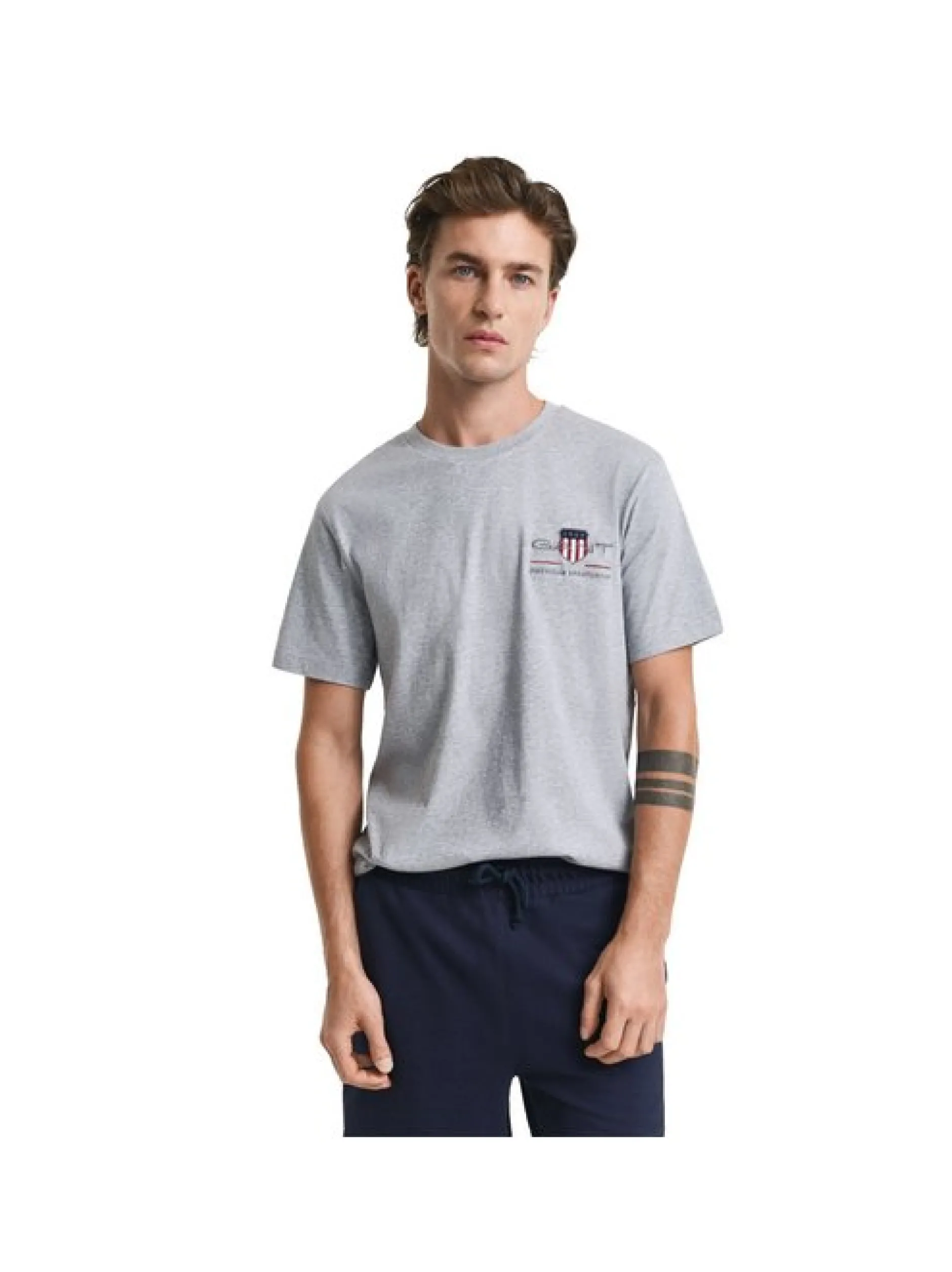 Gant Herren T-Shirt in grau - Ausschnitt: Rundhals