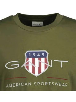 Gant Herren T-Shirt in grün - Ausschnitt: Rundhals