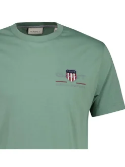 Gant Herren T-Shirt in grün - Ausschnitt: Rundhals