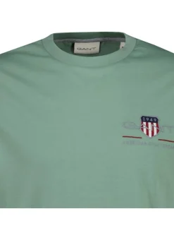 Gant Herren T-Shirt in grün - Ausschnitt: Rundhals
