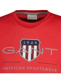 Gant Herren T-Shirt in rot - Ausschnitt: Rundhals