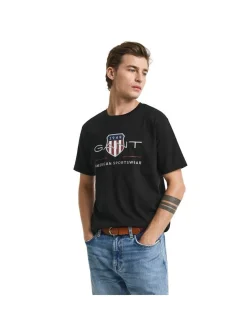 Gant Herren T-Shirt in schwarz - Ausschnitt: Rundhals