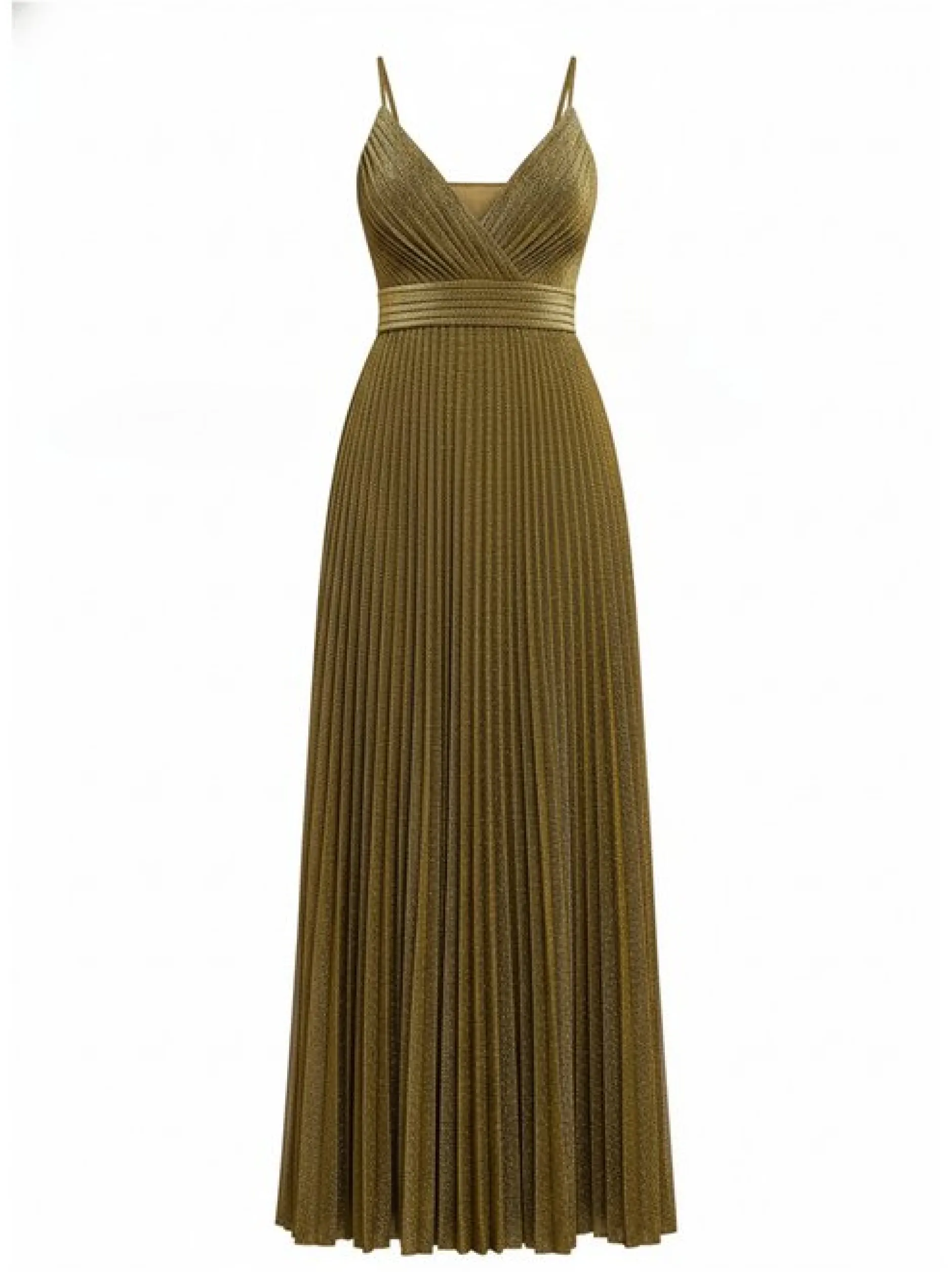 Goddiva Damen Maxikleid in gold - Länge: lang