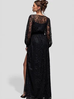 Goddiva Damen Maxikleid in schwarz - Länge: lang