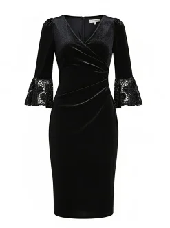 Goddiva Damen Midikleid in schwarz - Länge: midi