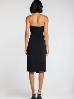 Goddiva Damen Midi-Kleid in schwarz - Ausschnitt: Carmen