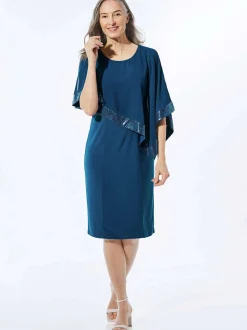 Goldner Damen Abendkleid - Kurzgröße in petrol
