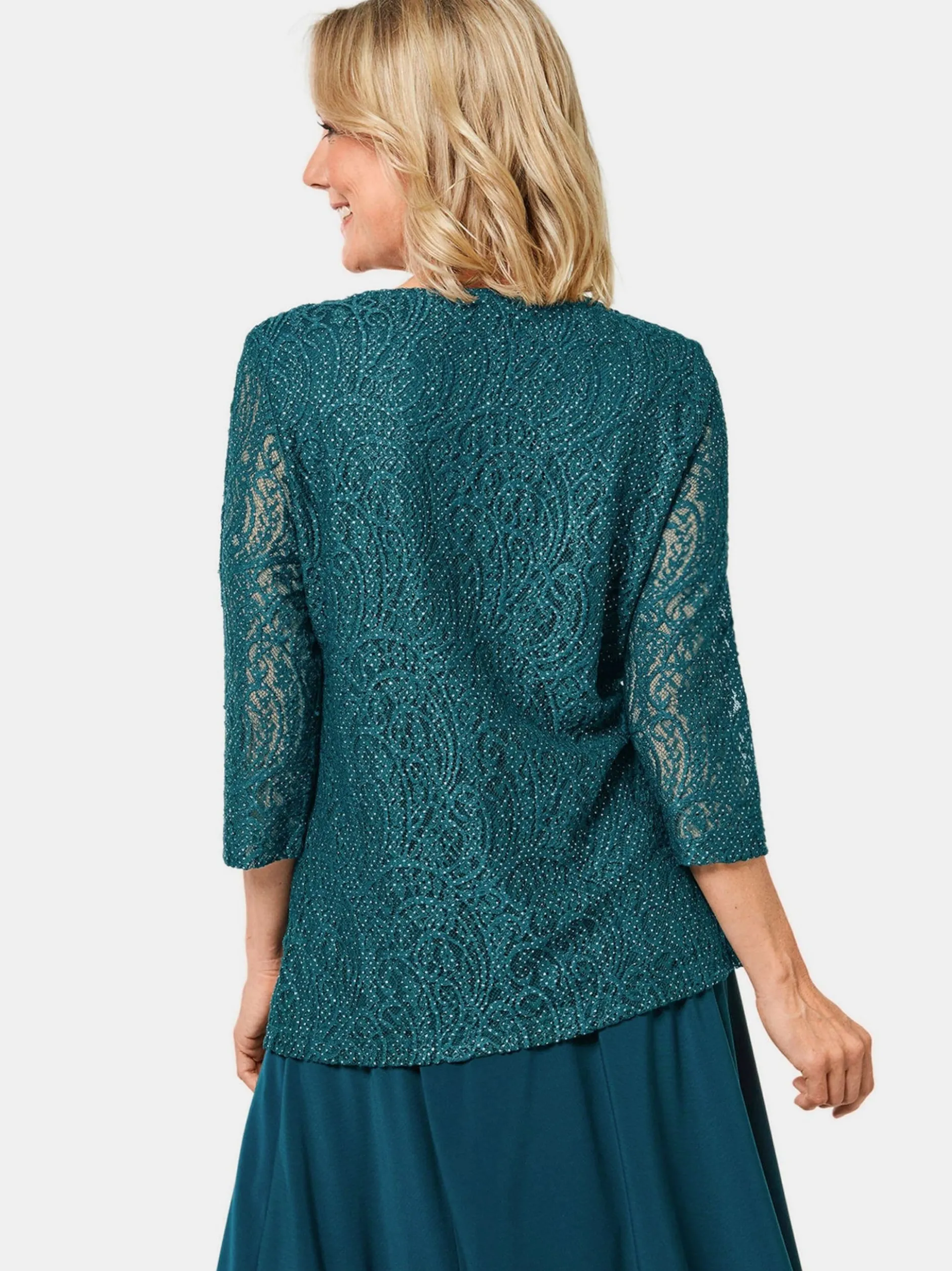 Goldner Damen 3/4-Arm-Blusen - Kurzgröße in smaragd