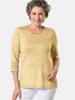 Goldner Damen 3/4-Arm-Pullover in gelb - Ärmel: 3/4 Arm