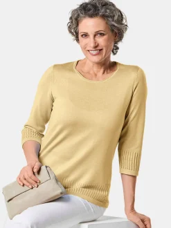 Goldner Damen 3/4-Arm-Pullover in gelb - Ärmel: 3/4 Arm
