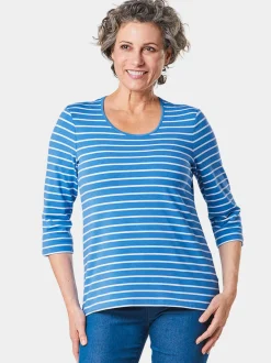 Goldner Damen 3/4-Arm-Shirts in blau - Ärmel: 3/4 Arm
