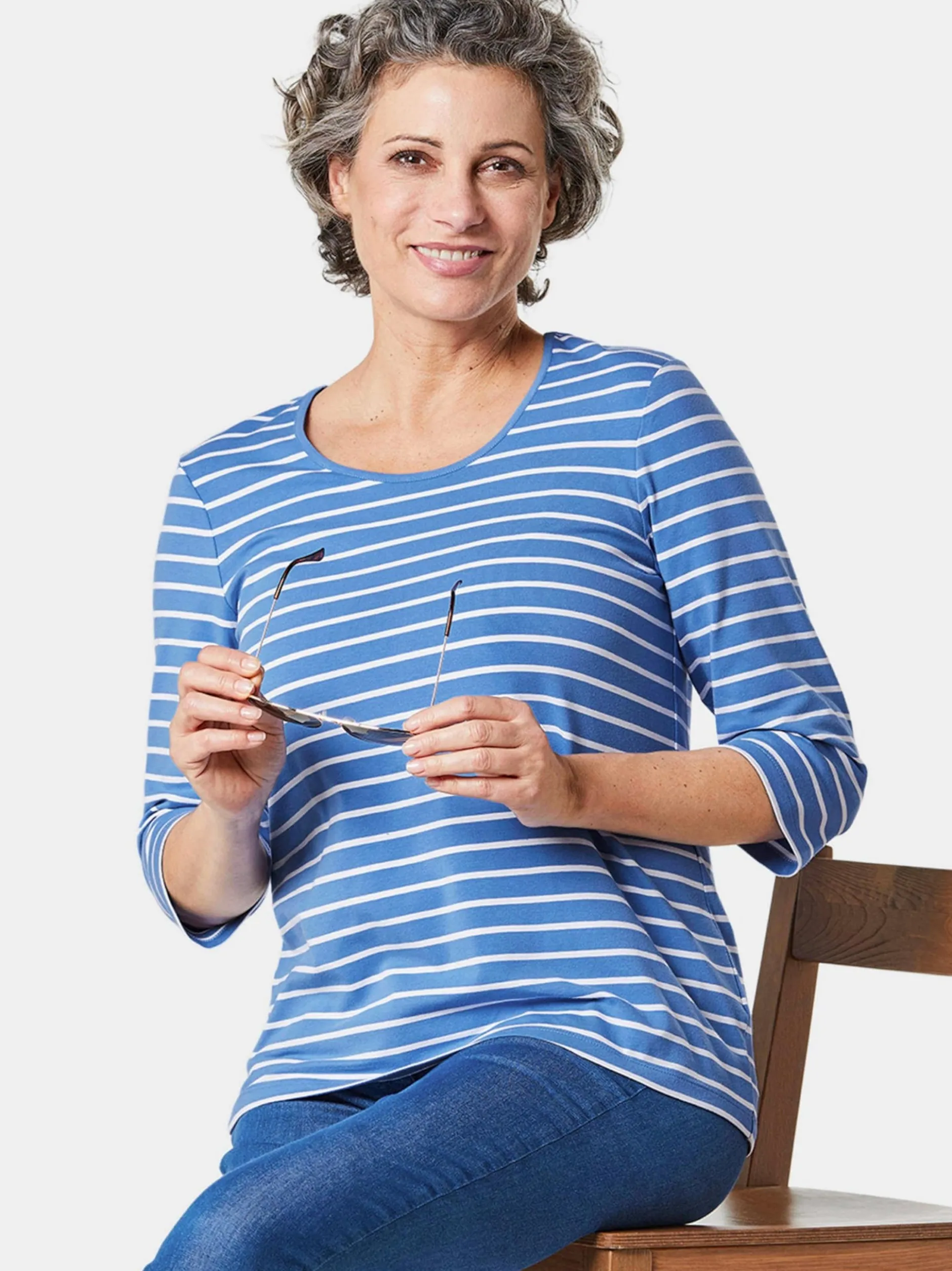 Goldner Damen 3/4-Arm-Shirts in blau - Ärmel: 3/4 Arm