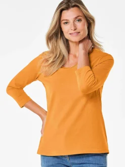 Goldner Damen 3/4-Arm-Shirts in gelb - Ärmel: 3/4 Arm