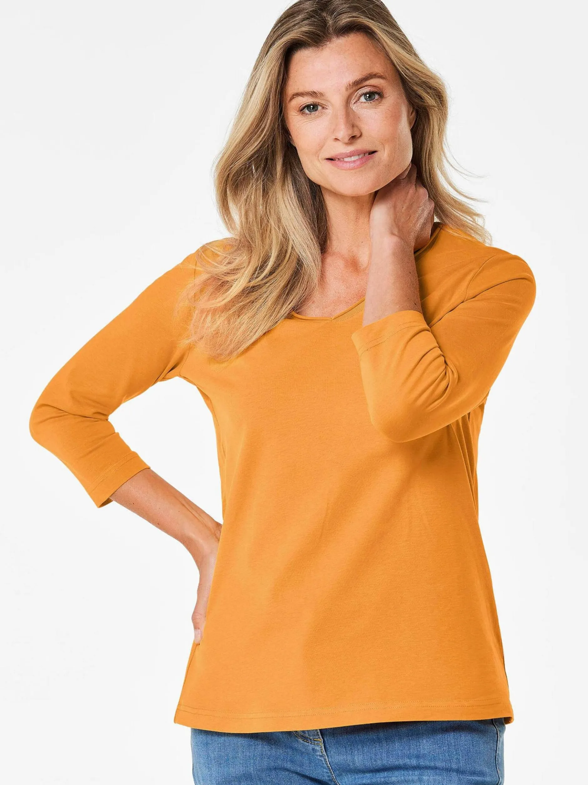 Goldner Damen 3/4-Arm-Shirts in gelb - Ärmel: 3/4 Arm