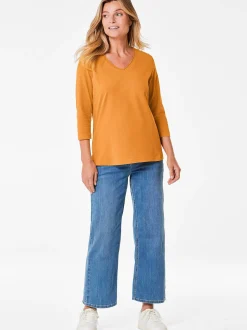 Goldner Damen 3/4-Arm-Shirts in gelb - Ärmel: 3/4 Arm