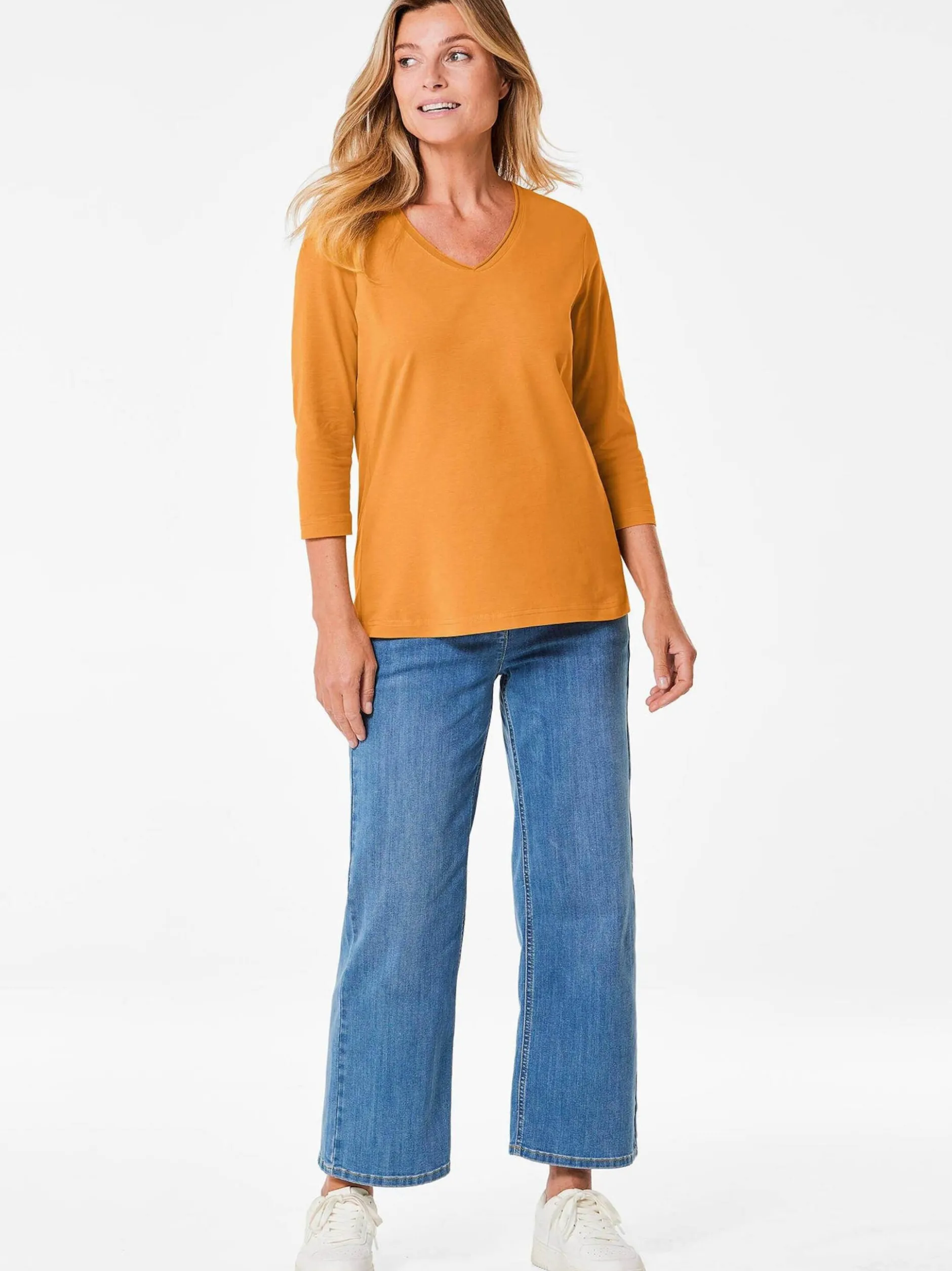 Goldner Damen 3/4-Arm-Shirts in gelb - Ärmel: 3/4 Arm