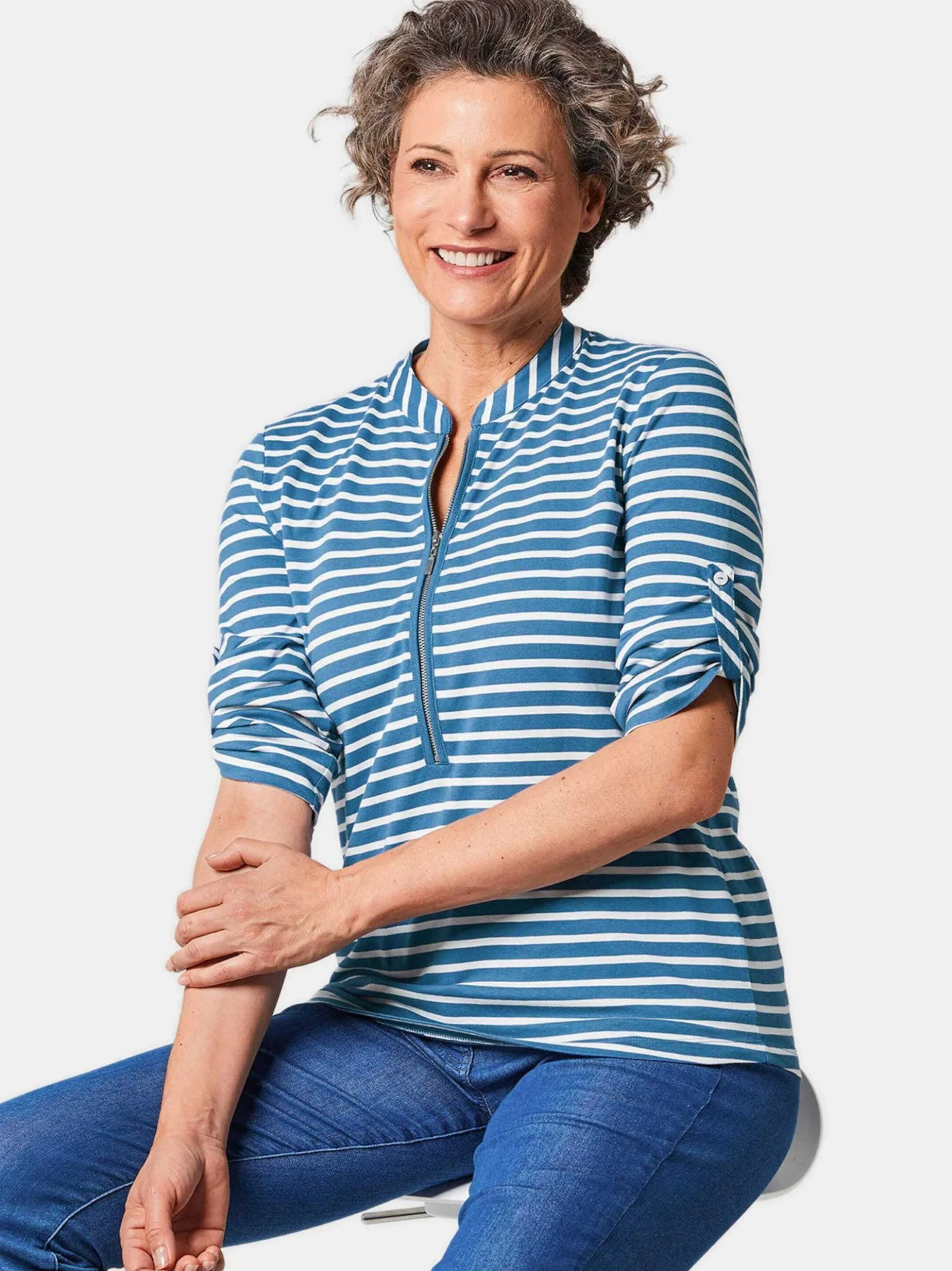 Goldner Damen 3/4-Arm-Shirts in royal - Ärmel: 3/4 Arm