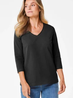 Goldner Damen 3/4-Arm-Shirts in schwarz - Ärmel: 3/4 Arm
