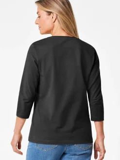 Goldner Damen 3/4-Arm-Shirts in schwarz - Ärmel: 3/4 Arm