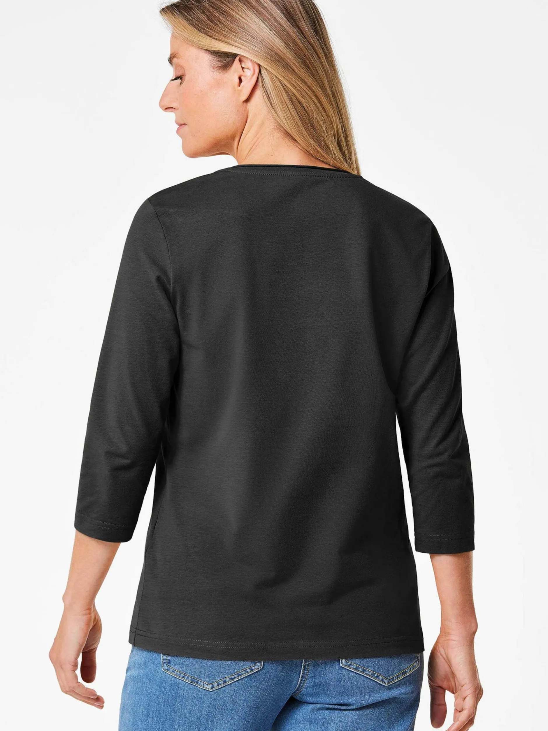 Goldner Damen 3/4-Arm-Shirts in schwarz - Ärmel: 3/4 Arm