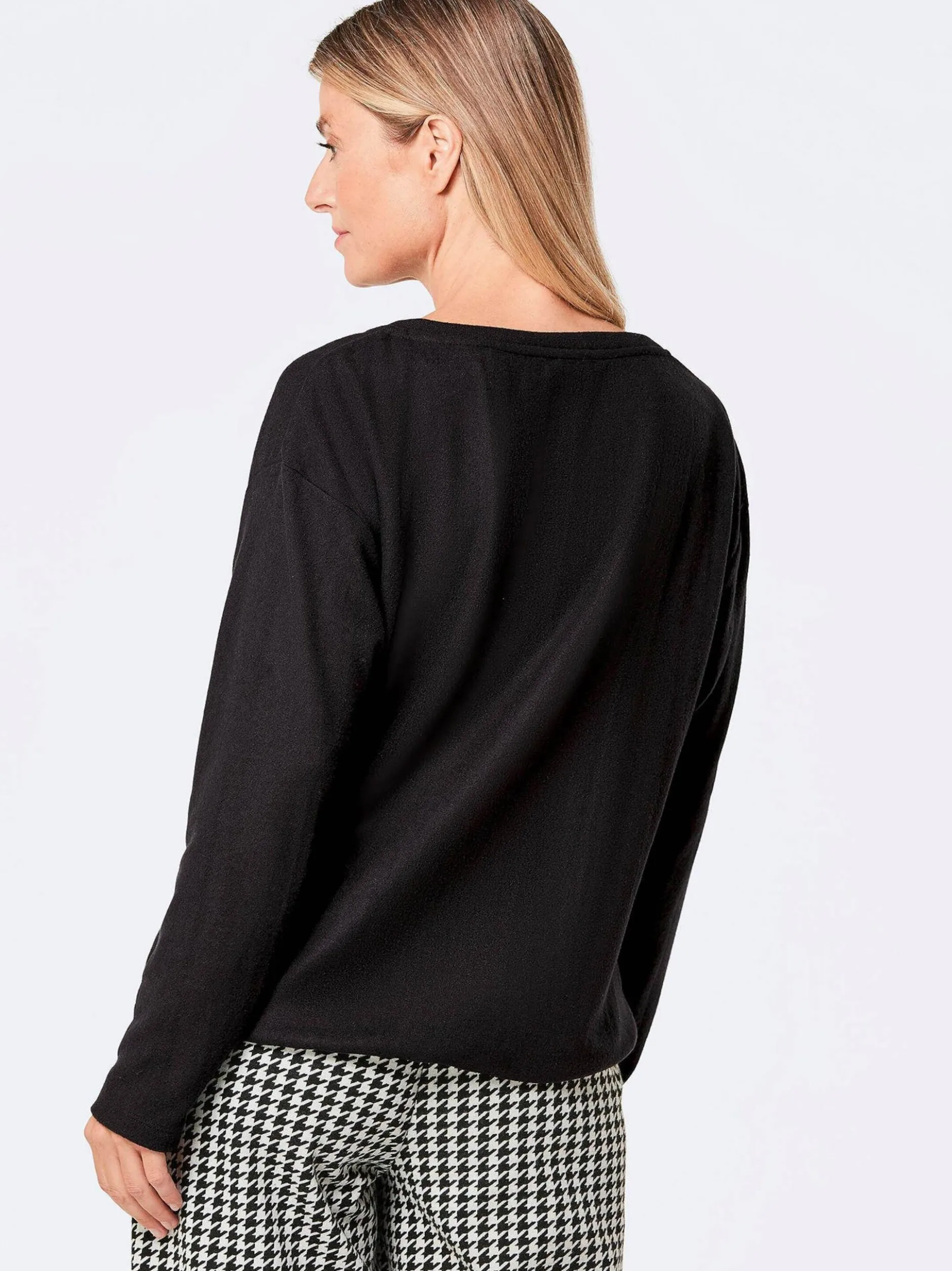 Goldner Damen Basic Shirts in schwarz - Ärmel: langarm