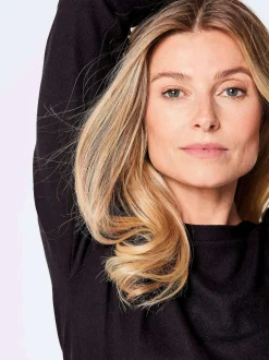 Goldner Damen Basic Shirts in schwarz - Ärmel: langarm