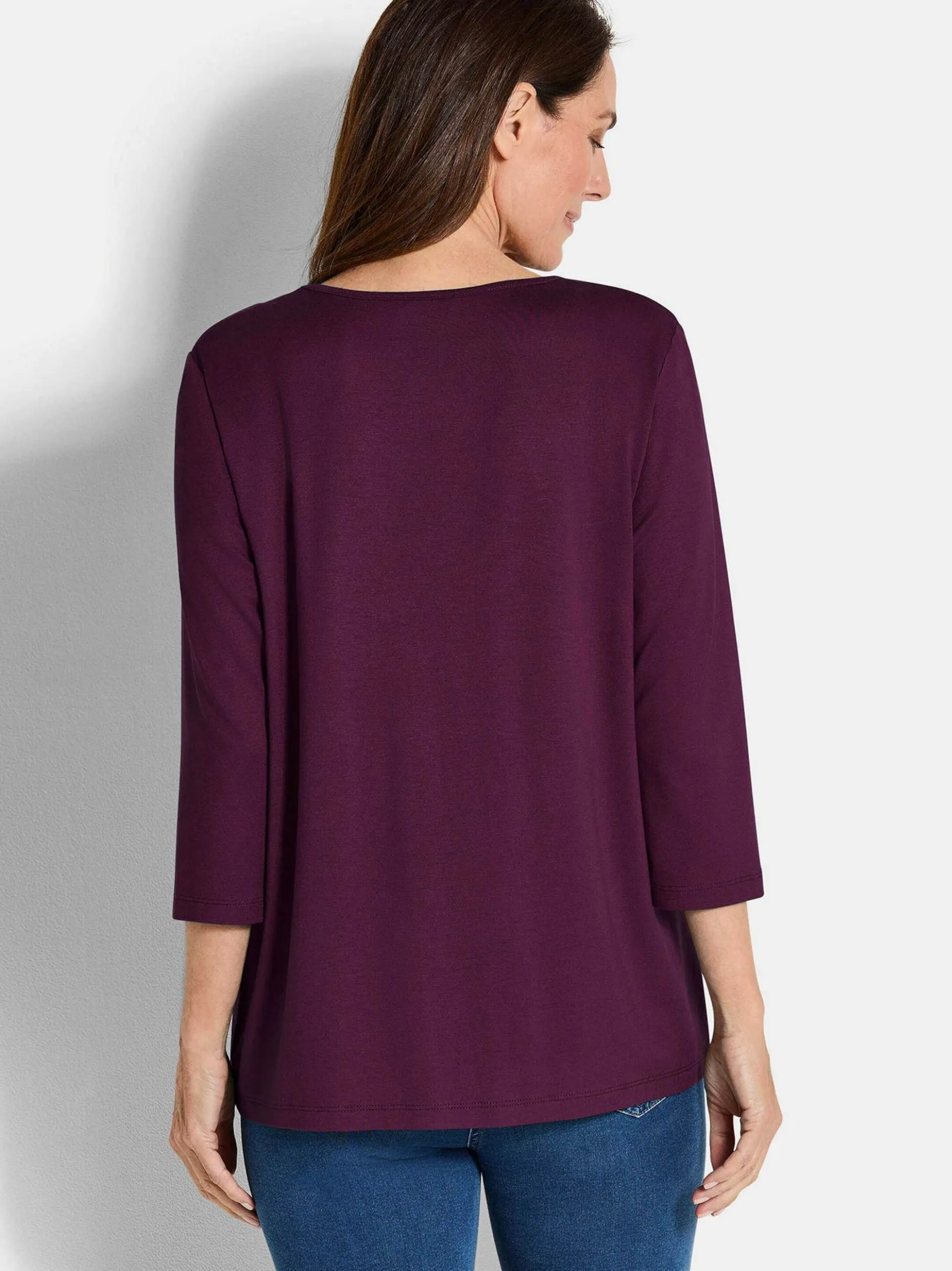 Goldner Damen Basic Shirts in bordeaux - Ärmel: 3/4 Arm