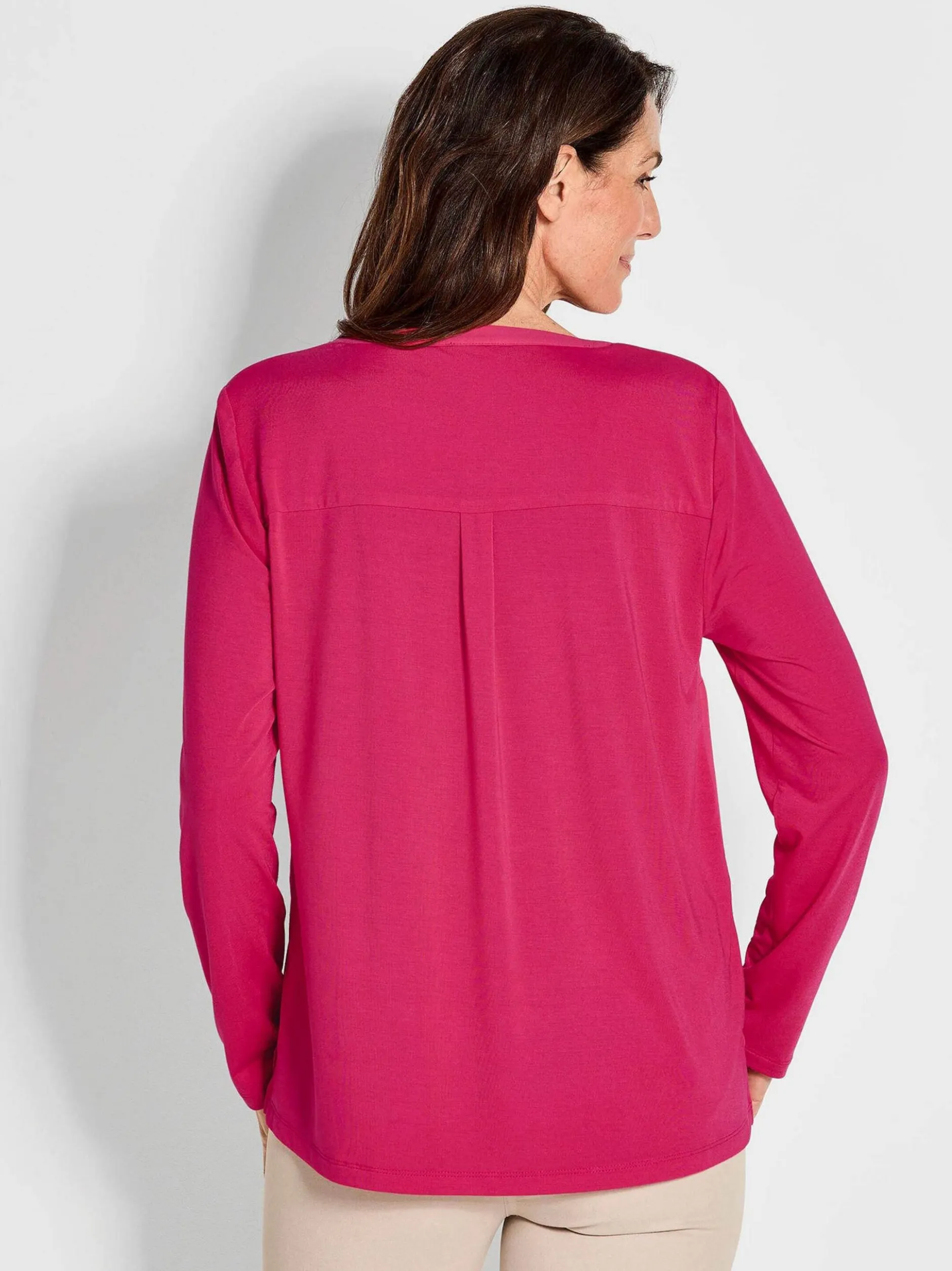 Goldner Damen Bluse in pink - Ausschnitt: Schalkragen