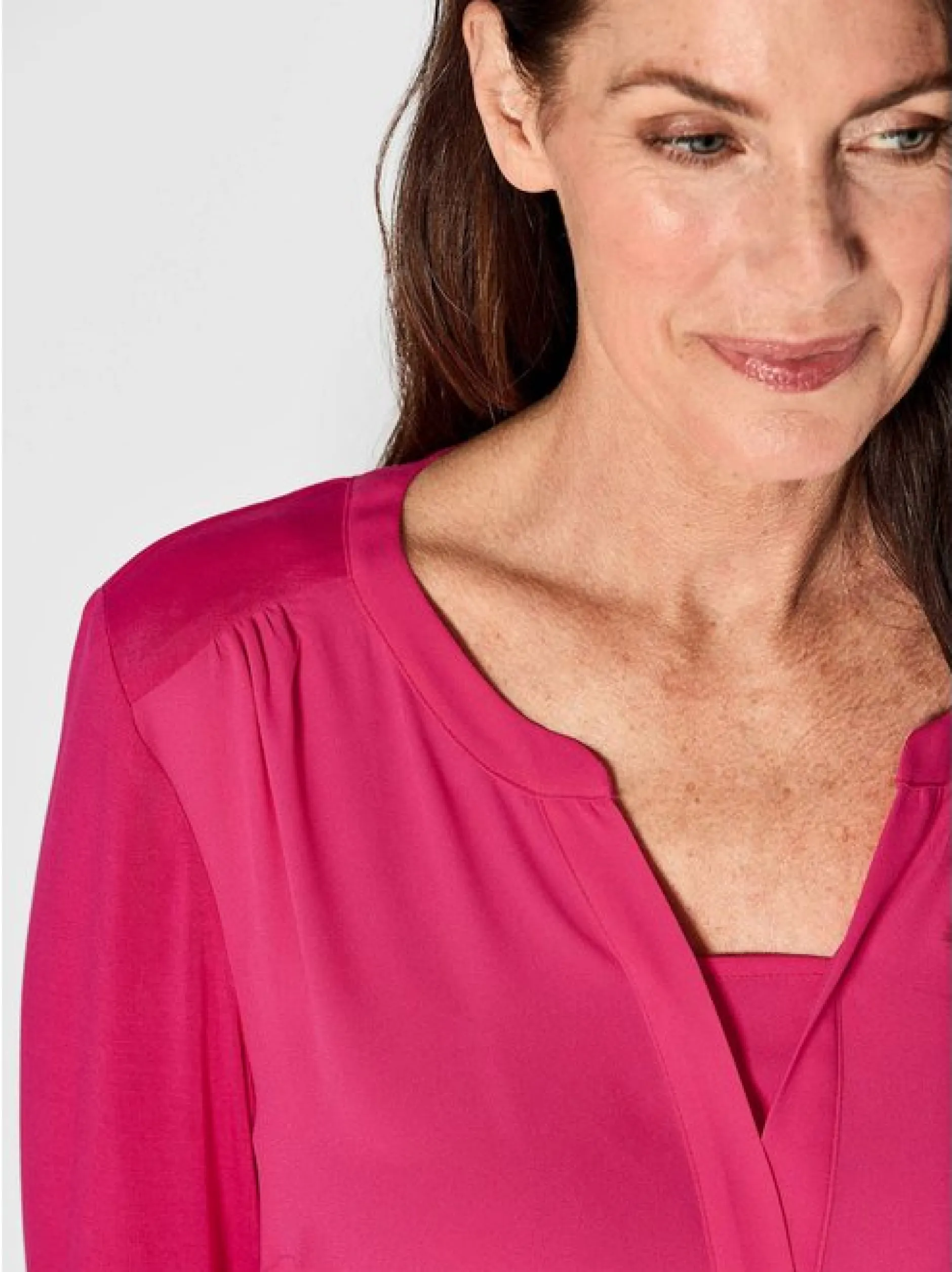 Goldner Damen Bluse in pink - Ausschnitt: Schalkragen