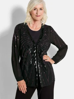 Goldner Damen Bluse - Kurzgröße in schwarz