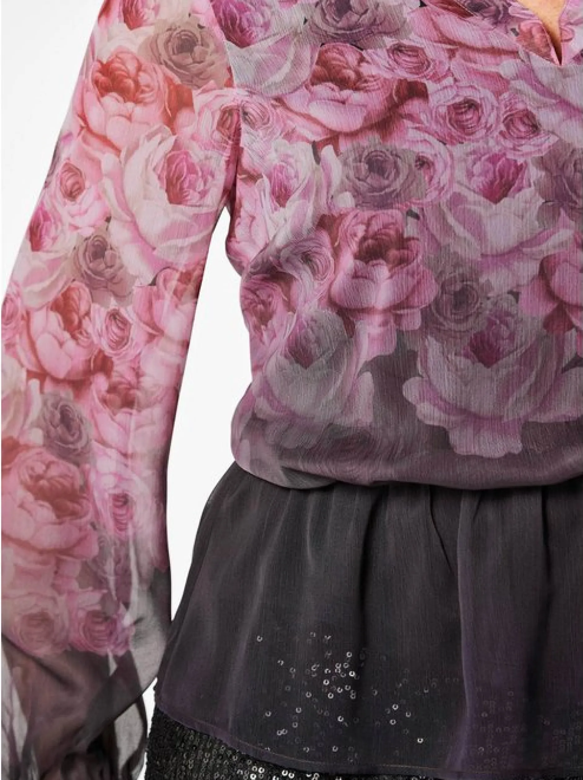 Goldner Damen Bluse - Kurzgröße in schwarz mehrfarbig