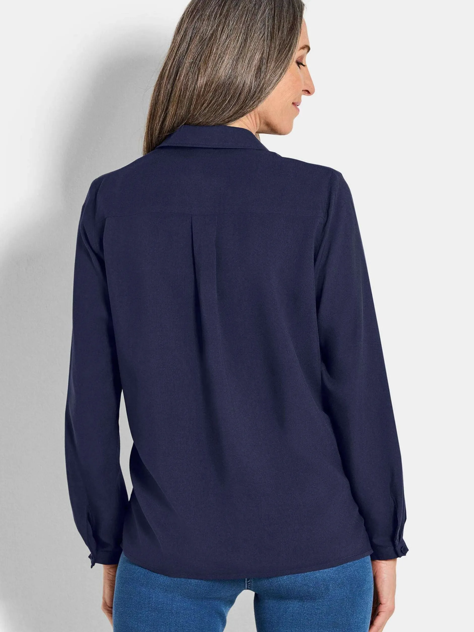 Goldner Damen Blusen in blau - Ärmel: langarm