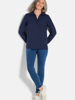 Goldner Damen Blusen in blau - Ärmel: langarm