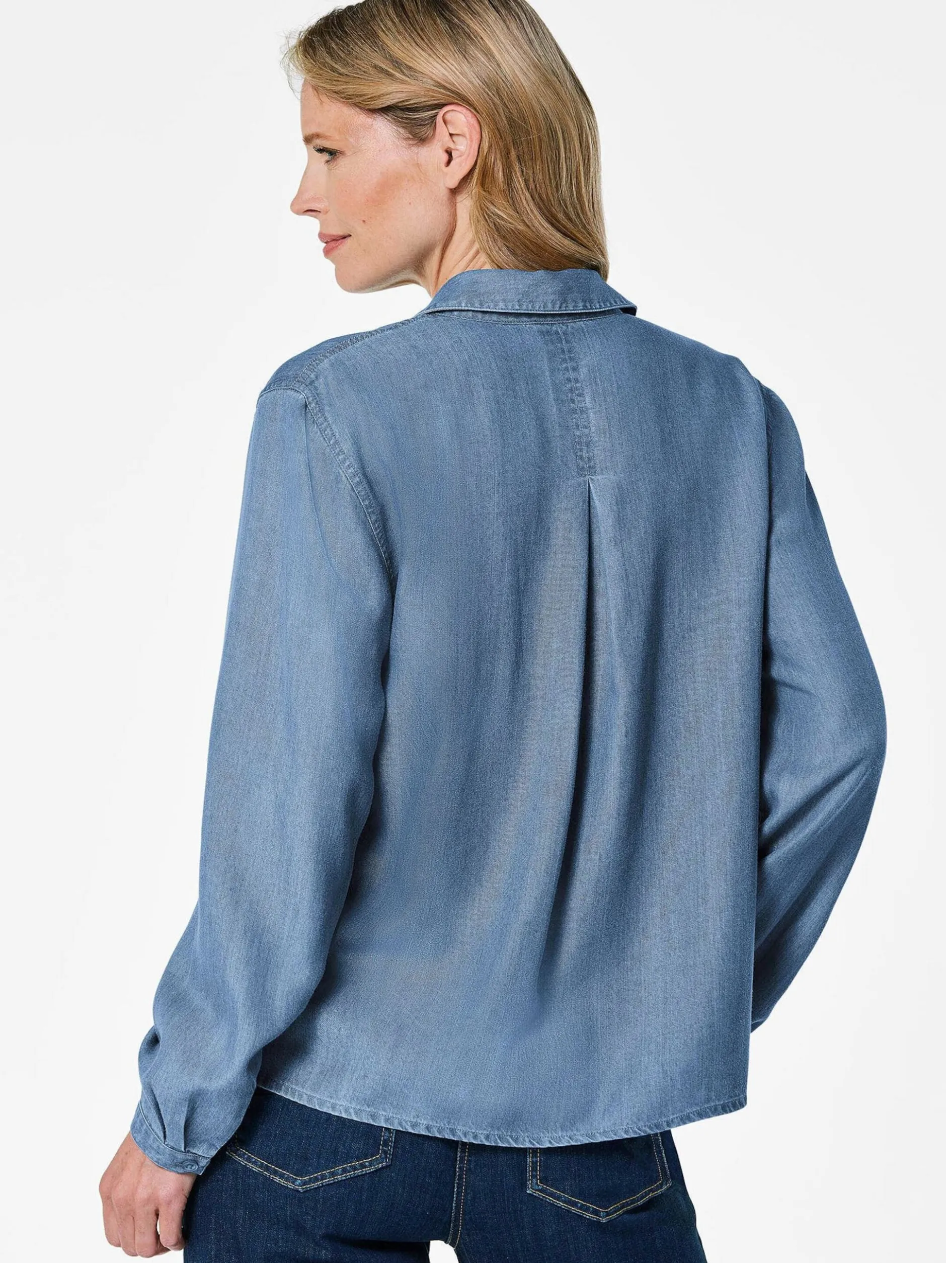 Goldner Damen Blusen in blau - Ärmel: langarm