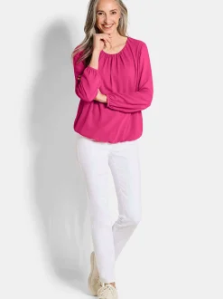 Goldner Damen Blusen in pink - Ausschnitt: Rundhals