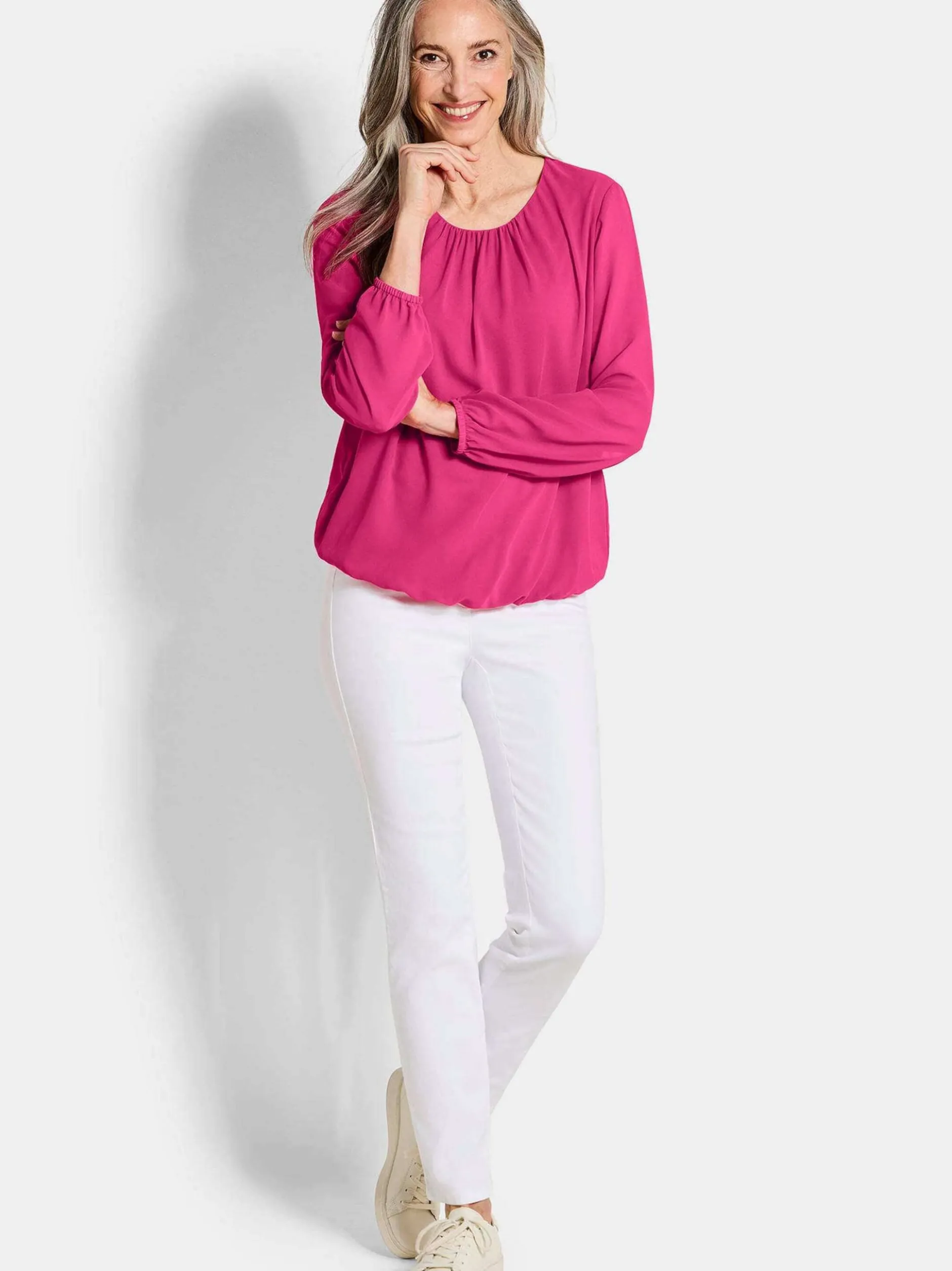 Goldner Damen Blusen in pink - Ausschnitt: Rundhals