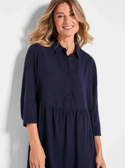 Goldner Damen Blusenkleider - Kurzgröße in marine