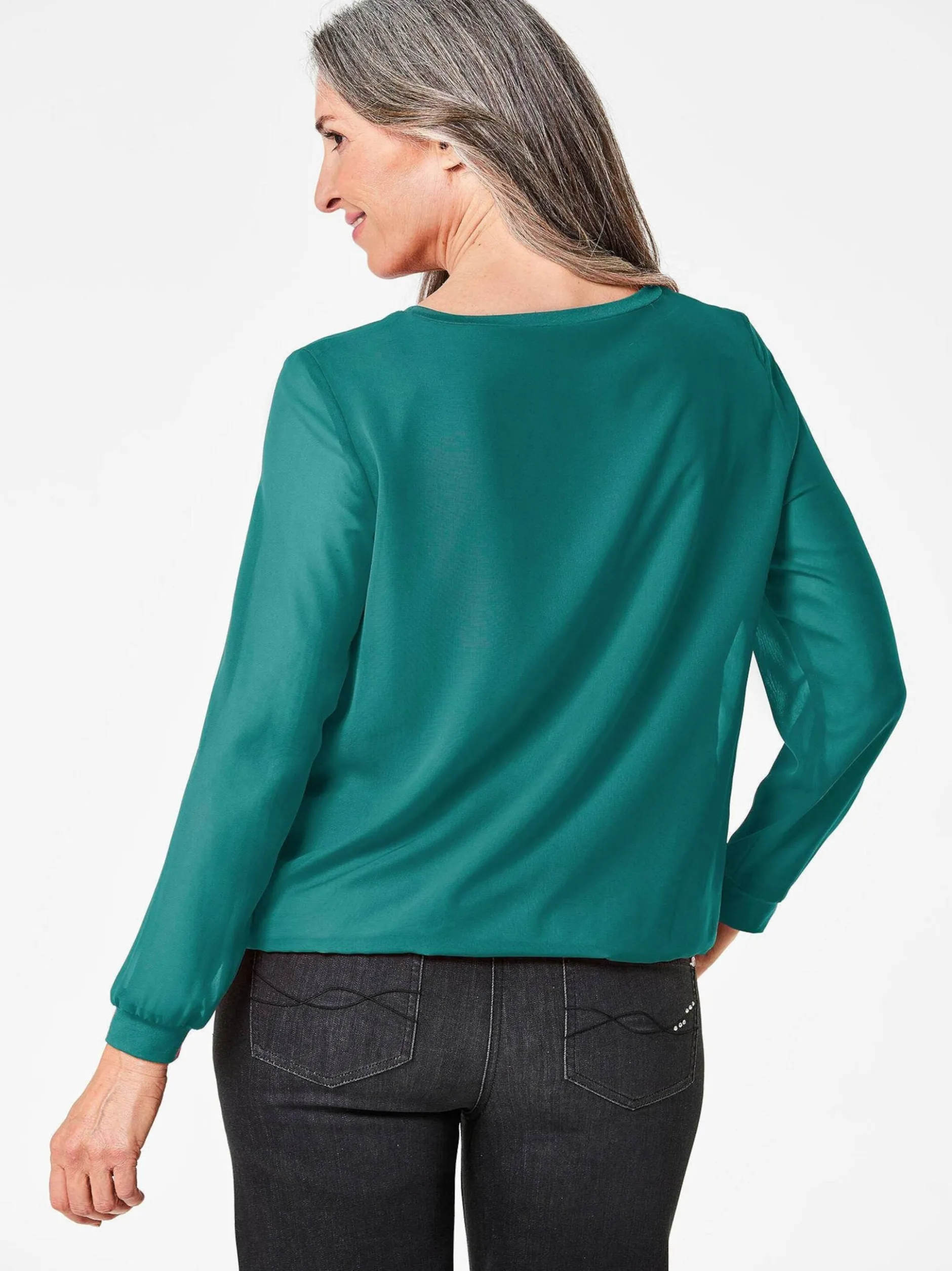 Goldner Damen Blusen - Kurzgröße in grün